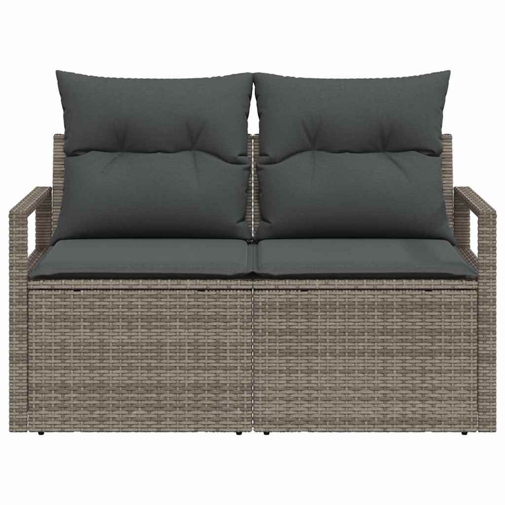 Gartensofa mit Kissen Grau 120 x 62 x 69cm Poly-Rattan